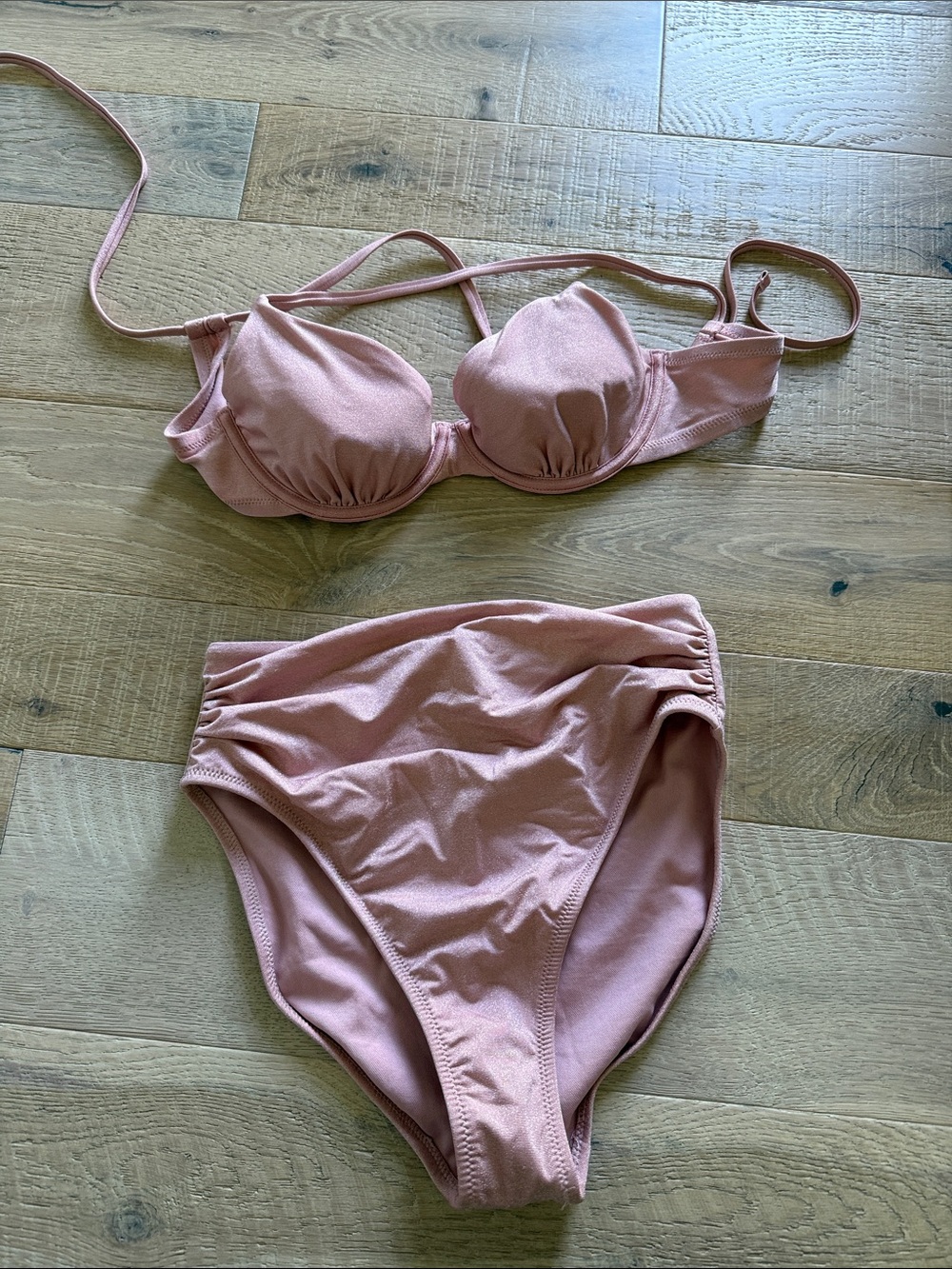 Shade & Shore Dusty Rose Two-Piece High-Waist Bikini